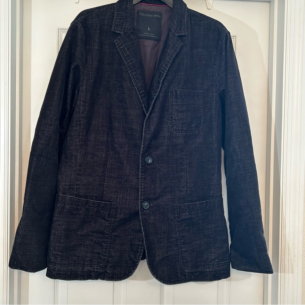 Calvin Klein Jeans black & white velvet denim look blazer men’s size large